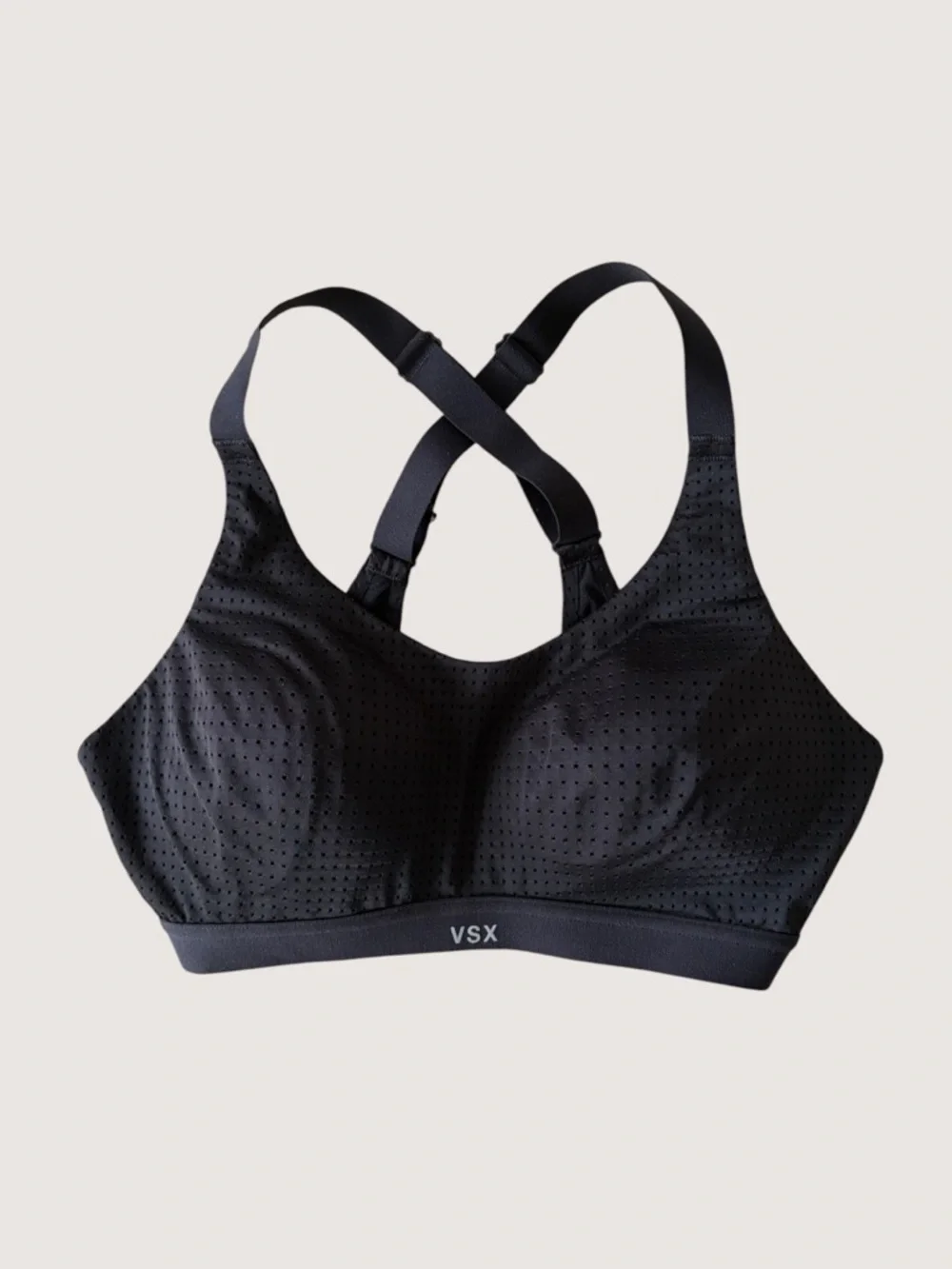 VSX Black Perforated Cross-Back Sports Bra